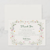 Baby in Bloom Wildflower Baby Shower Thank You Car 招待状 (正面/裏面)