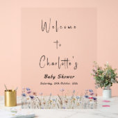 Baby In Bloom Wildflower Baby Shower Welcome アクリルサイン (ウェディング)