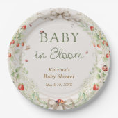 Baby in Bloom Wildflower Bow Baby Shower ペーパープレート (正面)