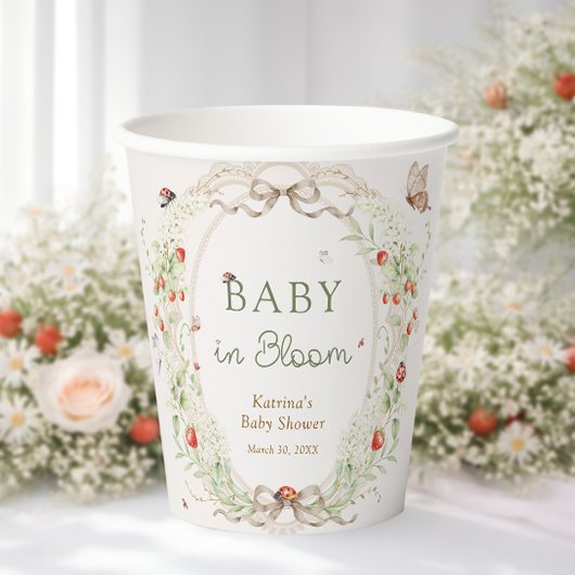 Baby in Bloom Wildflower Bow Baby Shower 紙コップ