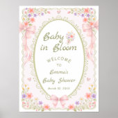 Baby in Bloom Wildflower Bow Baby Shower Welcome  ポスター (正面)