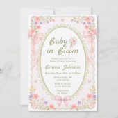 Baby in Bloom Wildflower Bow Girl Baby Shower 招待状 (正面)