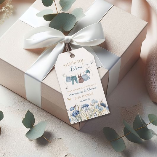 Baby in Bloom Wildflower Clothesline Baby Shower ギフトタグ