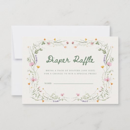 Baby in Bloom Wildflower Diaper Raffle Card 招待状 (正面)