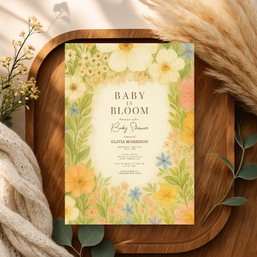 Baby in Bloom Wildflower Garden Baby Shower 招待状