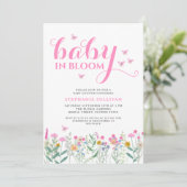 Baby in Bloom Wildflower Girl's Baby Shower 招待状 (スタンド正面)