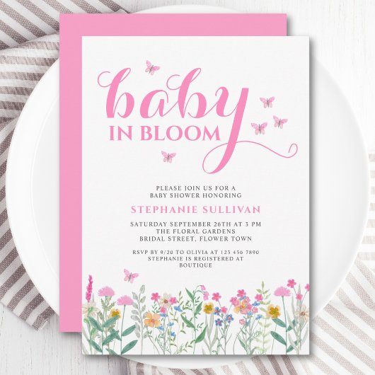 Baby in Bloom Wildflower Girl's Baby Shower 招待状