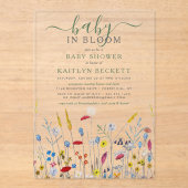 Baby in Bloom Wildflower Meadow Baby Shower アクリル招待状 (正面)