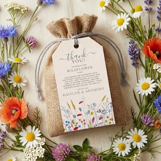 Baby in Bloom Wildflower Meadow Baby Shower ギフトタグ