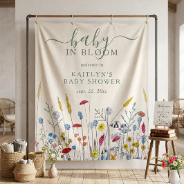 Baby in Bloom Wildflower Meadow Baby Shower タペストリー