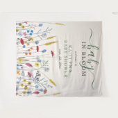 Baby in Bloom Wildflower Meadow Baby Shower タペストリー (正面(横))