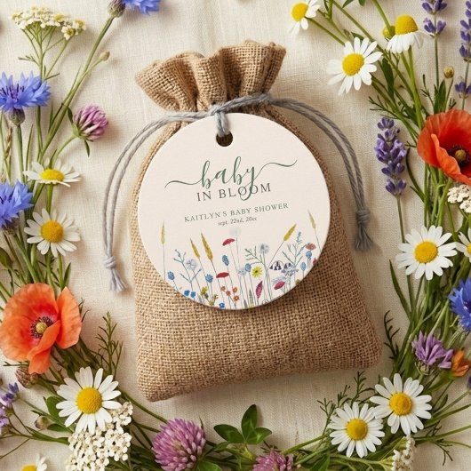 Baby in Bloom Wildflower Meadow Baby Shower フェイバータグ