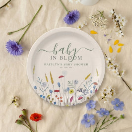 Baby in Bloom Wildflower Meadow Baby Shower ペーパープレート