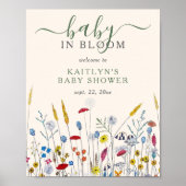 Baby in Bloom Wildflower Meadow Baby Shower ポスター (正面)