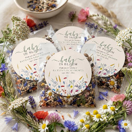 Baby in Bloom Wildflower Meadow Baby Shower ラウンドシール