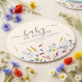 Baby in Bloom Wildflower Meadow Baby Shower ラウンドペーパーコースター