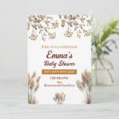 Baby in Bloom Wildflower Pampas Boho Baby Shower 招待状 (スタンド正面)