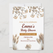 Baby in Bloom Wildflower Pampas Boho Baby Shower 招待状 (正面)