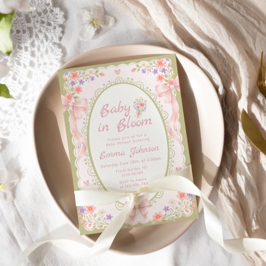 Baby in Bloom Wildflower Pretty Baby Shower 招待状