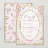 Baby in Bloom Wildflower Pretty Baby Shower 招待状 (正面/裏面)