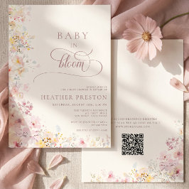 Baby In Bloom Wildflower QR ベビーシャワー 招待状