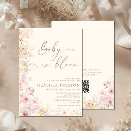 Baby In Bloom Wildflower QR Baby Shower 招待状
