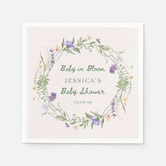 Baby in Bloom Wildflowers, Baby Shower Napkins スタンダードカクテルナプキン (正面)