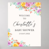 Baby in Bloom Wildflowers Floral Baby Shower ポスター (正面)