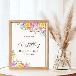 Baby in Bloom Wildflowers Floral Baby Shower ポスター