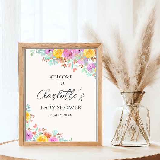 Baby in Bloom Wildflowers Floral Baby Shower ポスター