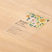 Baby in Bloom Yellow Floral アクリル招待状 (レイダウン)
