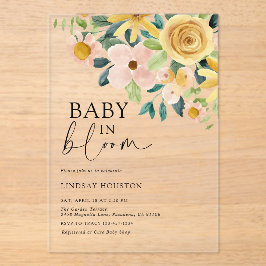 Baby in Bloom Yellow Floral アクリル招待状