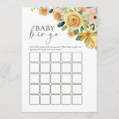 Baby in Bloom Yellow Floral Bingo Game アドバイスカード (正面)