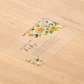 Baby in Bloom Yellow Floral Book for Baby アクリル招待状 (レイダウン)