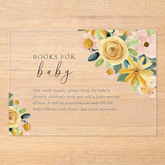 Baby in Bloom Yellow Floral Book for Baby アクリル招待状 (正面)