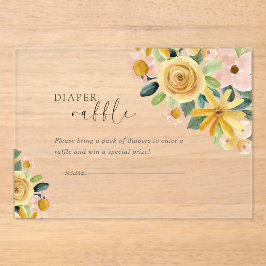 Baby in Bloom Yellow Floral Diaper アクリル招待状