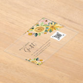 Baby in Bloom Yellow Floral Gift Registry アクリル招待状 (レイダウン)