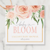 Baby In Boom ピンクの花の庭の女の子のベビーシャワー フェイバータグ (正面)