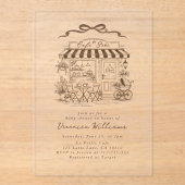 Baby in brewing Bebe Cafe Coffee Baby Shower アクリル招待状 (正面)