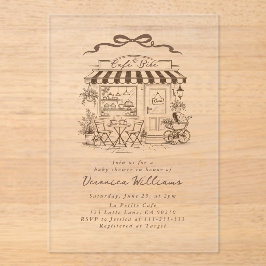 Baby in brewing Bebe Cafe Coffee Baby Shower アクリル招待状