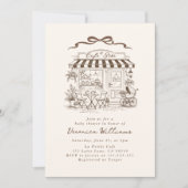 Baby in brewing Bebe Cafe Coffee Baby Shower 招待状 (正面)