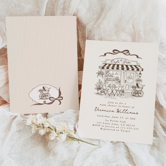 Baby in brewing Bebe Cafe Coffee Baby Shower 招待状