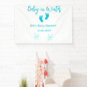 Baby in Winter baby shower blue baby feet snowflak 横断幕 (インサイチュ)
