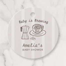 Baby is Brewing ストライプ ベビーシャワー フェイバータグ
