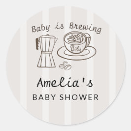 Baby is Brewing ストライプ ベビーシャワー ラウンドシール