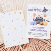 Baby is Brewing パープルハロウィン ベイビーシャワー 招待状