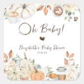 Baby is Brewing | 秋のカフェベビーシャワー スクエアシール (正面)