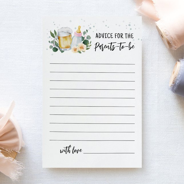 Baby Is Brewing Advice for parents to be Card Pink (Greenery and Beer Baby Brewing Baby Shower Advice for the Parents-to-be Game)