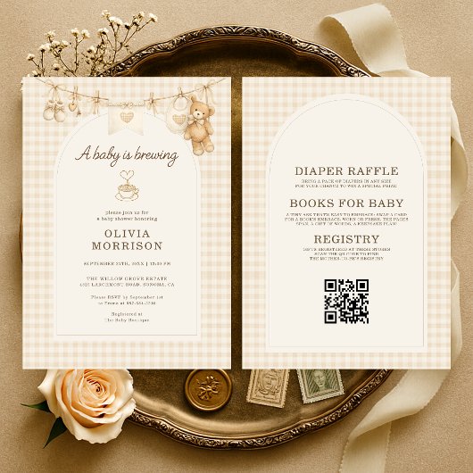 Baby is Brewing All in One Coffee Baby Shower 招待状