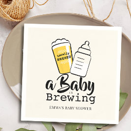Baby is Brewing Beer Baby Bottle Beige Baby Shower スタンダードカクテルナプキン